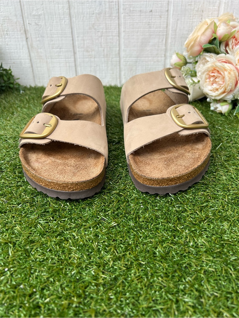 BIRKENSTOCK Arizona big buckle Sandcastle Nubuck 40 US 9-9.5 gently used - Picture 8 of 16